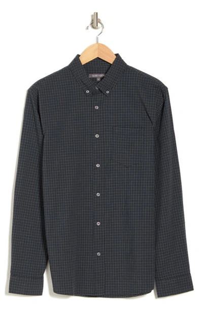 Slate & Stone Cotton Poplin Button-up Shirt In Navy Grey Mixed Check