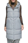 Andrew Marc Kerr Hooded Longline Puffer Vest In Cement