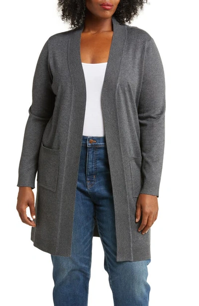 By Design Long Tunic Length Cardigan In Charcoal Heather