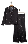 Nordstrom Rack Classic Satin Pajama 2-piece Set In Black Petal Gentle Dot