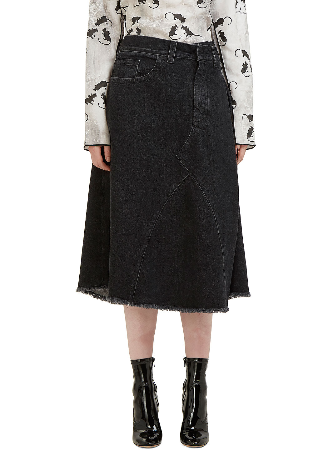 Marc Jacobs Women's Mid-length Folded Denim Skirt In Grey | ModeSens