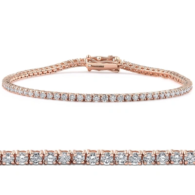 Pompeii3 3 Ct Lab Grown Diamond Tennis Bracelet 7" 14k Rose Gold In Multi