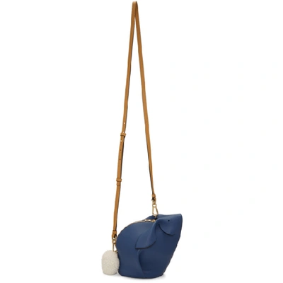 Loewe Varsity Blue And Cream Bunny Mini Leather Shoulder Bag In 5088 Blue