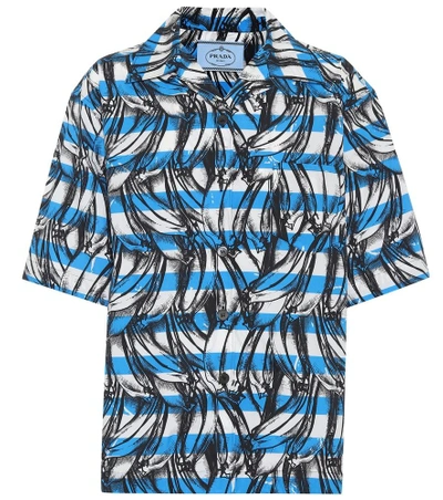 Prada Printed Cotton Shirt In Blue