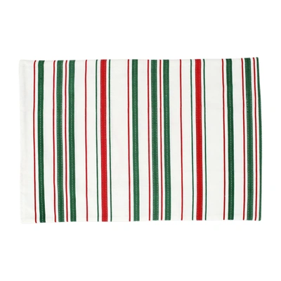 Vietri Bohemian Linens Stripe Red/green Placemats - Set Of 4