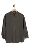 Max Studio Grid Textured Long Sleeve Button-up Shirt In Army