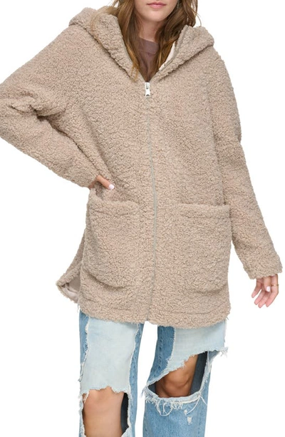 Andrew Marc Seneca Faux Shearling Hooded Jacket In Mushroom
