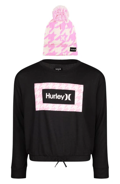 Hurley Kids' Logo Sweatshirt & Beanie In Black