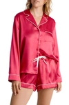 In Bloom By Jonquil Satin Short Pajamas In Red/ Ivy