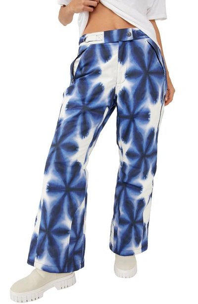 Fp Movement Bunny Slope Print Waterproof High Waist Ski Pants In Blue Print