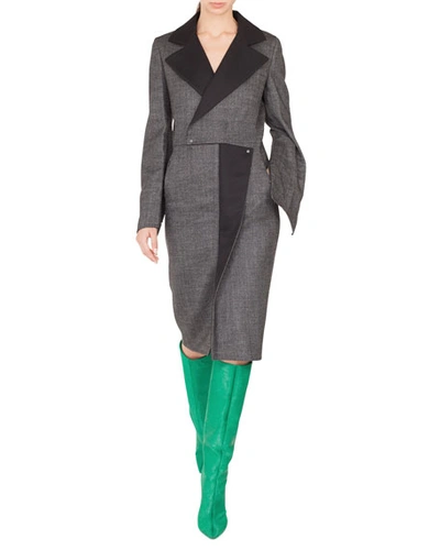 Akris Notched-lapel Wrap-style Wool Tweed Dress