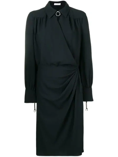 Altuzarra Kat Long-sleeve Wrap Side-drape Shirtdress In Black