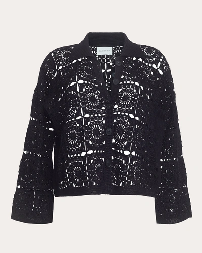 Eleven Six Women's Tasha Crocheted Cropped Shirt Jacket In Black