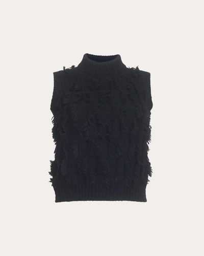 Eleven Six Women's Stella Fringed Alpaca-blend Knit Top In Black