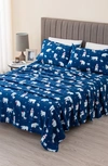 Woven & Weft Holiday Print Turkish Cotton Sheet Set In Navy Polar Bears