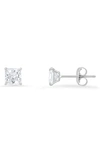 Queen Jewels 10k Gold Princess Cut Cubic Zirconia Stud Earrings In White Gold/4mm