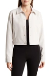 T Tahari Snap Front Crop Jacket In Pale Platinum