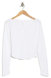 Z By Zella Record Time Notch Neck Long Sleeve T-shirt In White