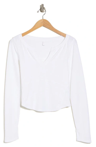 Z By Zella Record Time Notch Neck Long Sleeve T-shirt In White