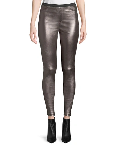 Neiman Marcus Metallic Leather & Ponte Combo Leggings