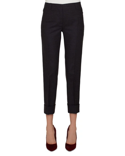 Akris Maxima Conical-leg Cropped Cuffed Pants In Gray