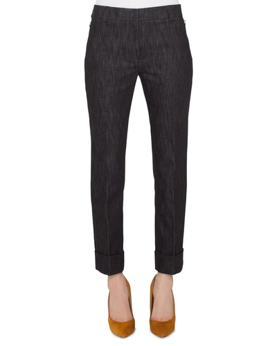 Akris Straight-leg Cropped Cuffed Denim Pants In Black