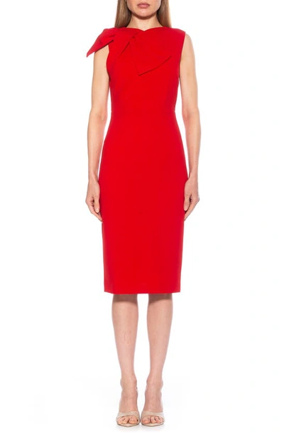 Alexia Admor Brigitta Bow Tie Bodice Midi Dress In Red