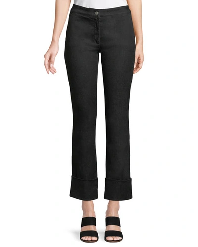 Piazza Sempione Mid-rise Straight-leg Cropped Jeans W/ Cuffs In Black