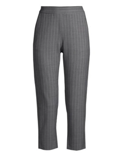 Piazza Sempione Elastic-back Pinstripe Wool Trousers In Grey