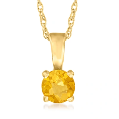 Ross-simons Citrine Pendant Necklace In 14kt Yellow Gold. 16 Inches In Multi