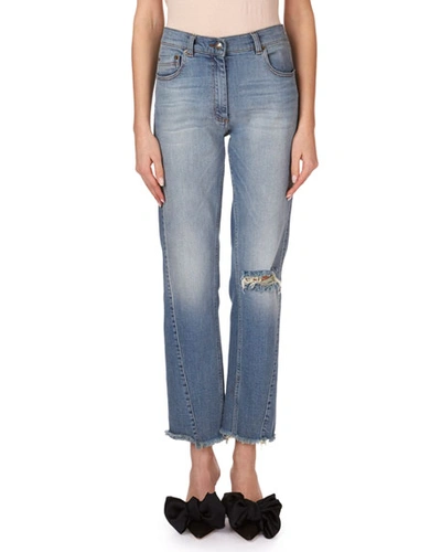 Magda Butrym Nelsonville Frayed Boyfriend Ankle Jeans In Blue