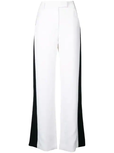 Carolina Herrera Low-rise Wide-leg Pants W/ Contrast Side Stripe In White