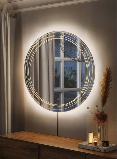 Nova Of California Round, Mojave Led Mirror, Chrome 36"