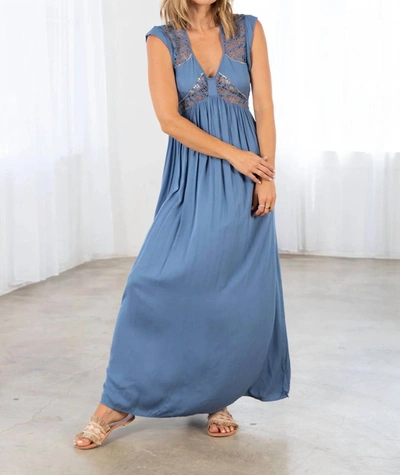 Lovestitch Boho Chic Sequined Lace Detail Maxi Dress In Blue