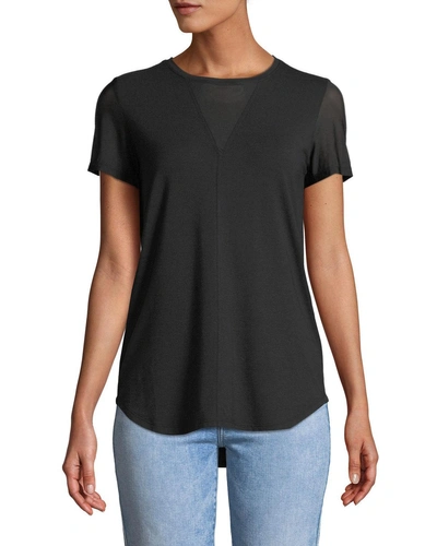 Anatomie Mia Short-sleeve Top With Mesh In Black