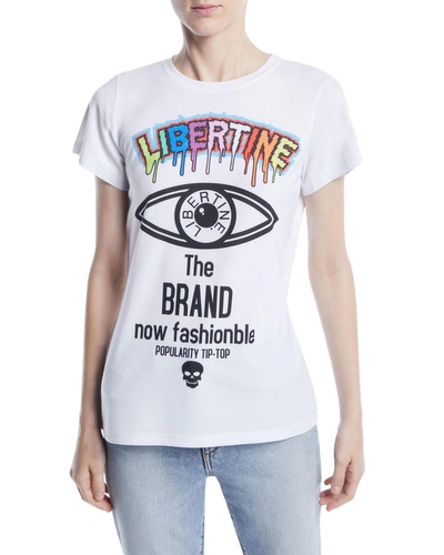 Libertine Brand Now Fashionable Photo Graphic-print Crewneck Tee In White