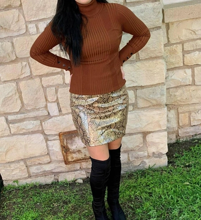 Fate Leather Skirt In Snake Print In Multi