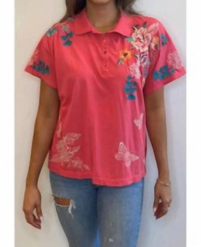 Johnny Was Lorne Polo Tee In Dusty Coral In Multi