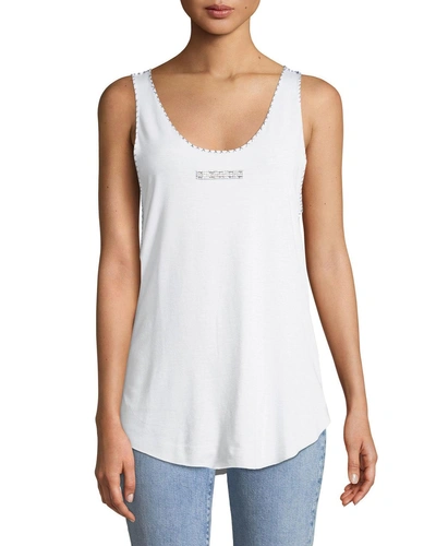 Made On Grand Scoop-neck Crystal-bar T-shirt In White