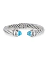 David Yurman Cable Classics Sterling Silver Cable Bracelet In Blue Topaz