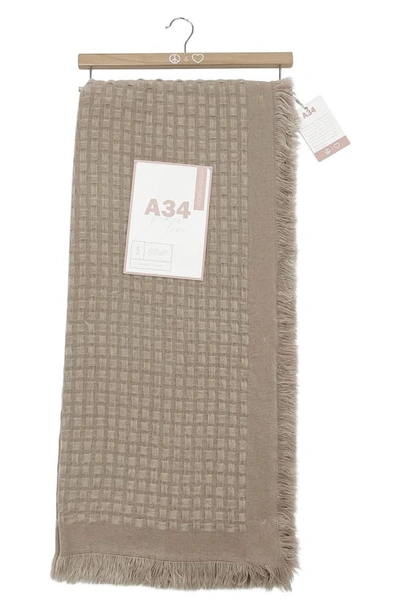 Artisan 34 Waffle Textured Knit Throw Blanket In Grey