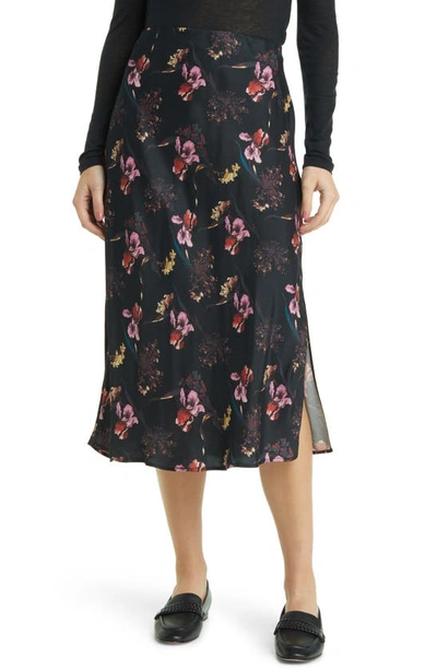 Madewell Layton Floral Midi Slip Skirt In Surrelaist Floral True Black