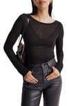 Madewell Sheer Long Sleeve T-shirt In True Black
