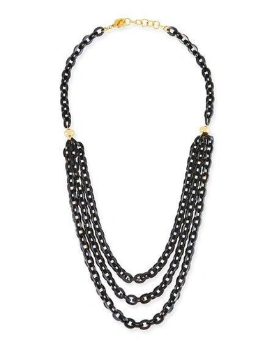 Nest Jewelry Multi-strand Necklace W/ Black Horn, 38"