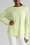 Zella Relaxed Long Sleeve Slub Jersey T-shirt In Green Calm