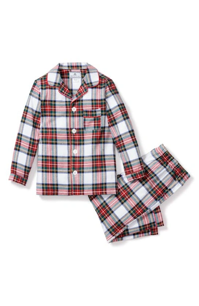 Petite Plume Kids' Balmoral Tartan Plaid Two-piece Cotton Blend Pajamas In White