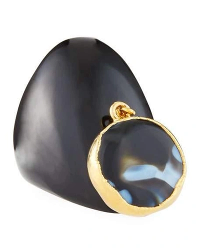 Nest Jewelry Black Horn Ring W/ Agate Charm