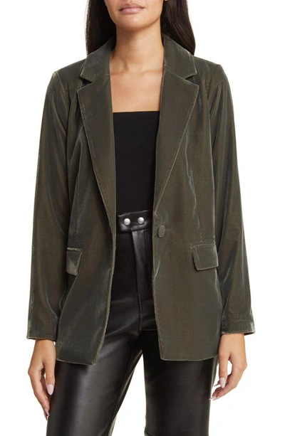 Open Edit Relaxed Velvet Blazer In Green City