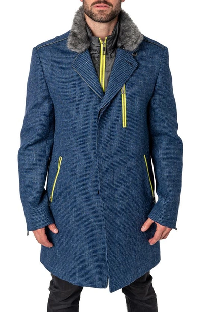 Maceoo Captain Wool Overcoat In Blue