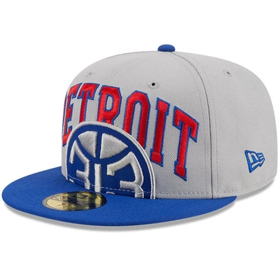 New Era Men's  Gray, Blue Detroit Pistons Tip-off Two-tone 59fifty Fitted Hat In Gray,blue